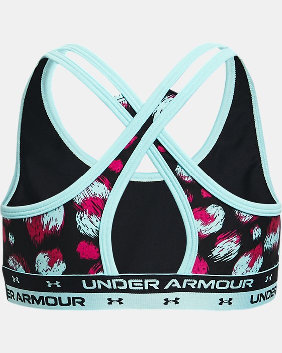 Girls' UA Crossback Printed Sports Bra, Black, pdpMainDesktop image number 1